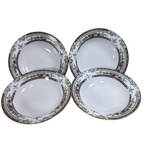 Mikasa Cambridge L9015 Fine China Fruit Bowls Set of 4 Floral Gold Trim Japan